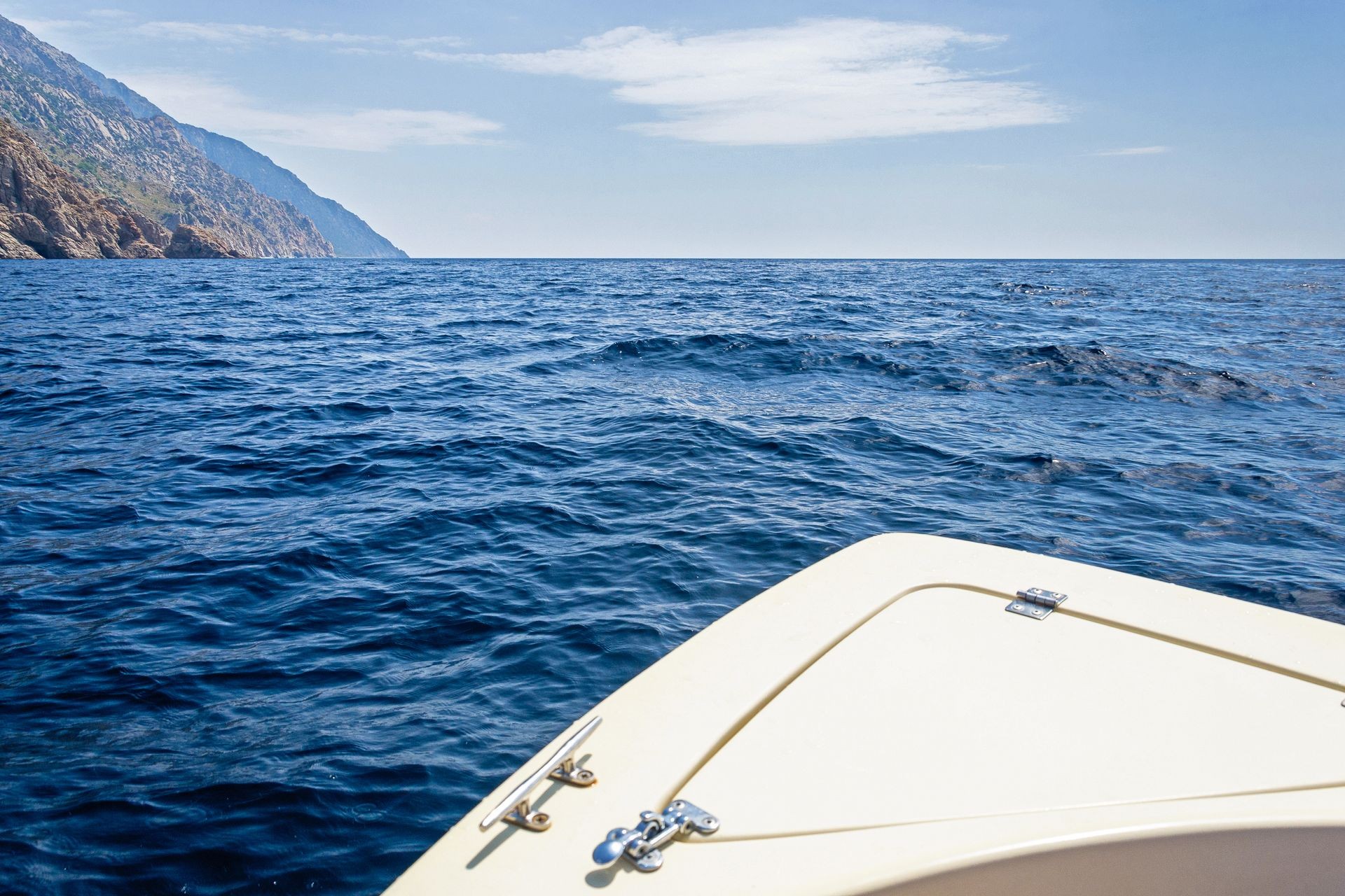 Open sea adventure. Boating on Aegean sea.